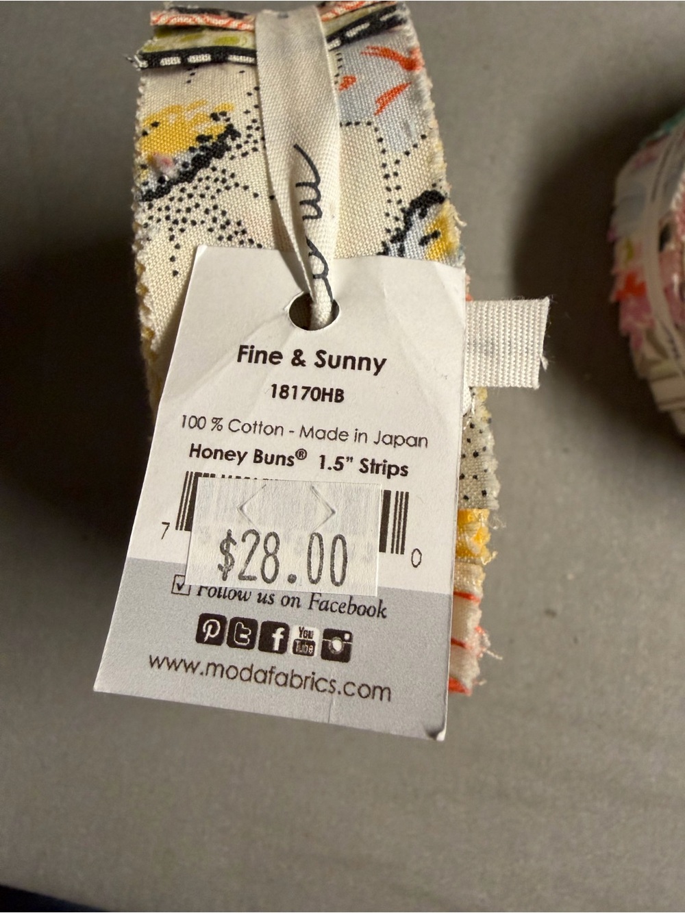2 Moda Cotton Honey Buns Jelly Rolls - Teal, Lime, Orange, Pink, White Prints - Picture 5 of 6